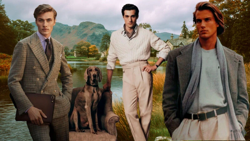 Tres looks Old Money para hombre con traje de tweed, jersey marinero y maxi abrigo, inspiración otoño 2025.
