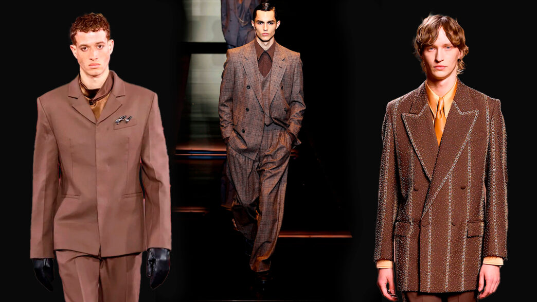 Diferentes formas de combinar el traje marrón de hombre