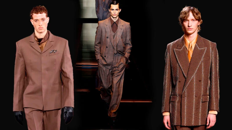 Diferentes formas de combinar el traje marrón de hombre