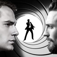Enfrentamiento entre dos posibles actores para interpretar al nuevo James Bond sobre fondo del icónico cañón 007.