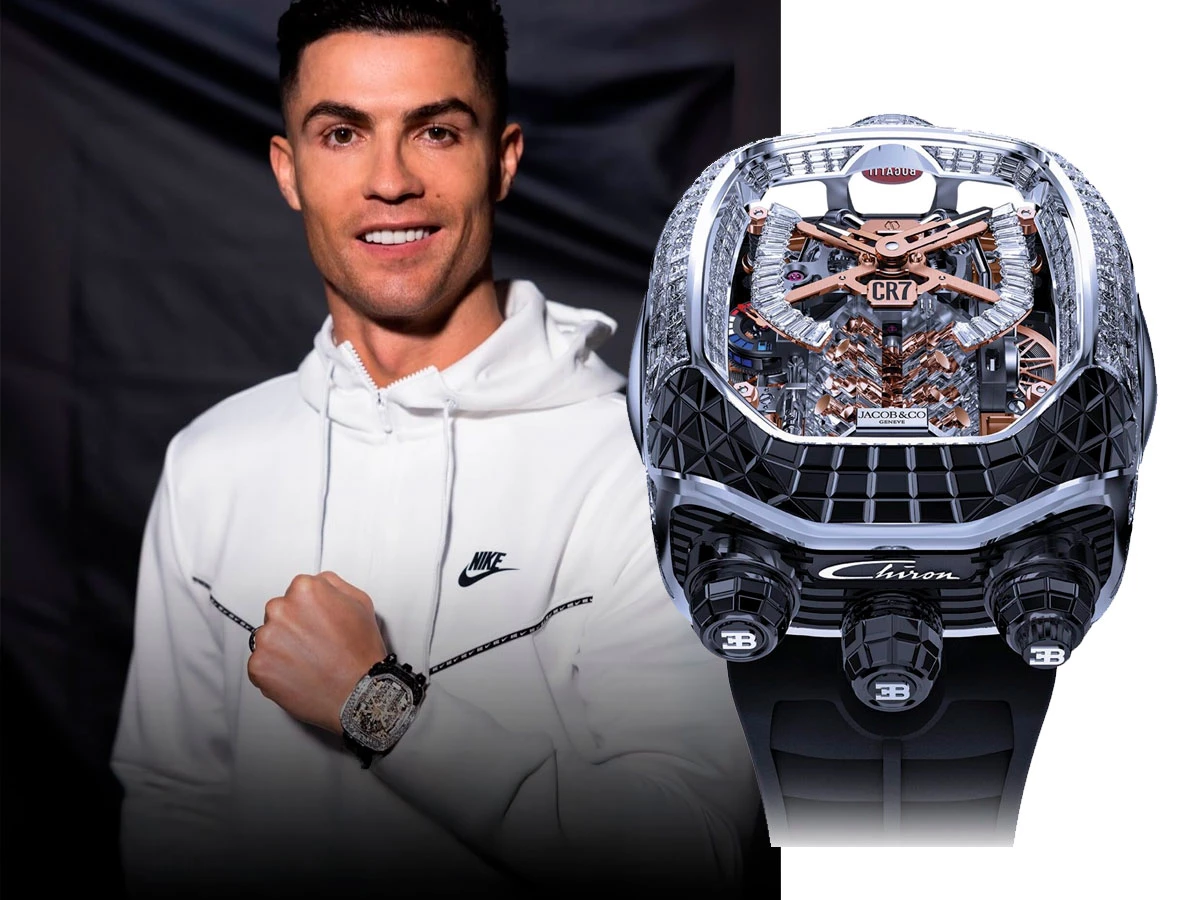 Cristiano Ronaldo con su reloj Jacob & Co. Bugatti Chiron CR7