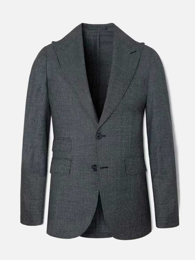 Americana de traje de hombre pata de gallo gris de la marca Silbon