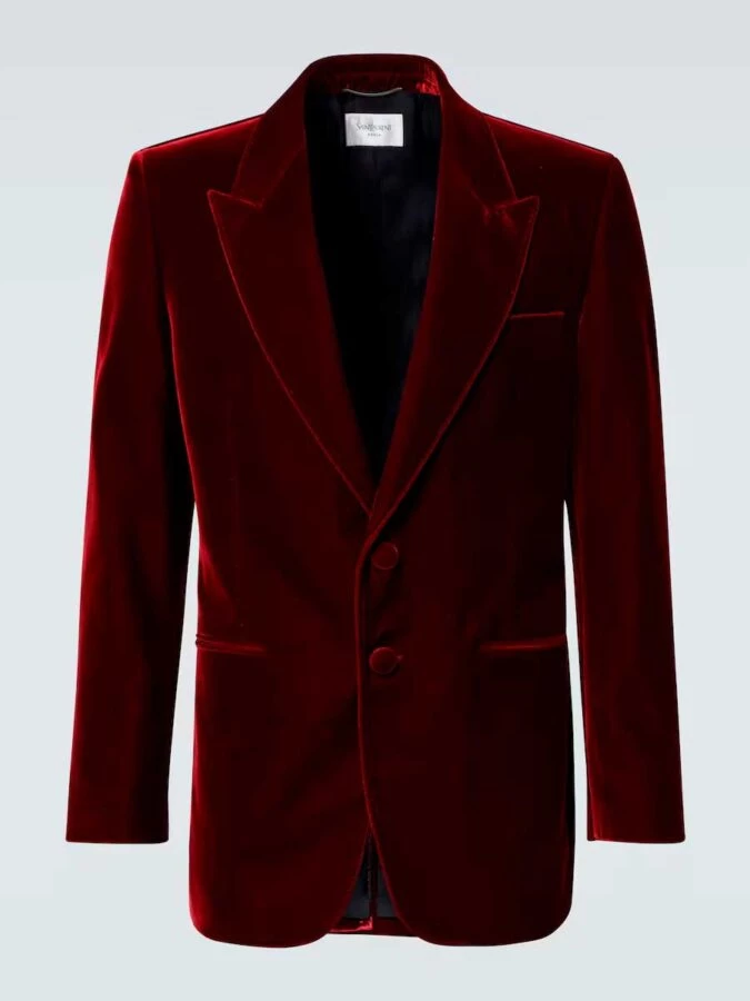 Blazer de ante borgoña para hombre de Saint Laurent