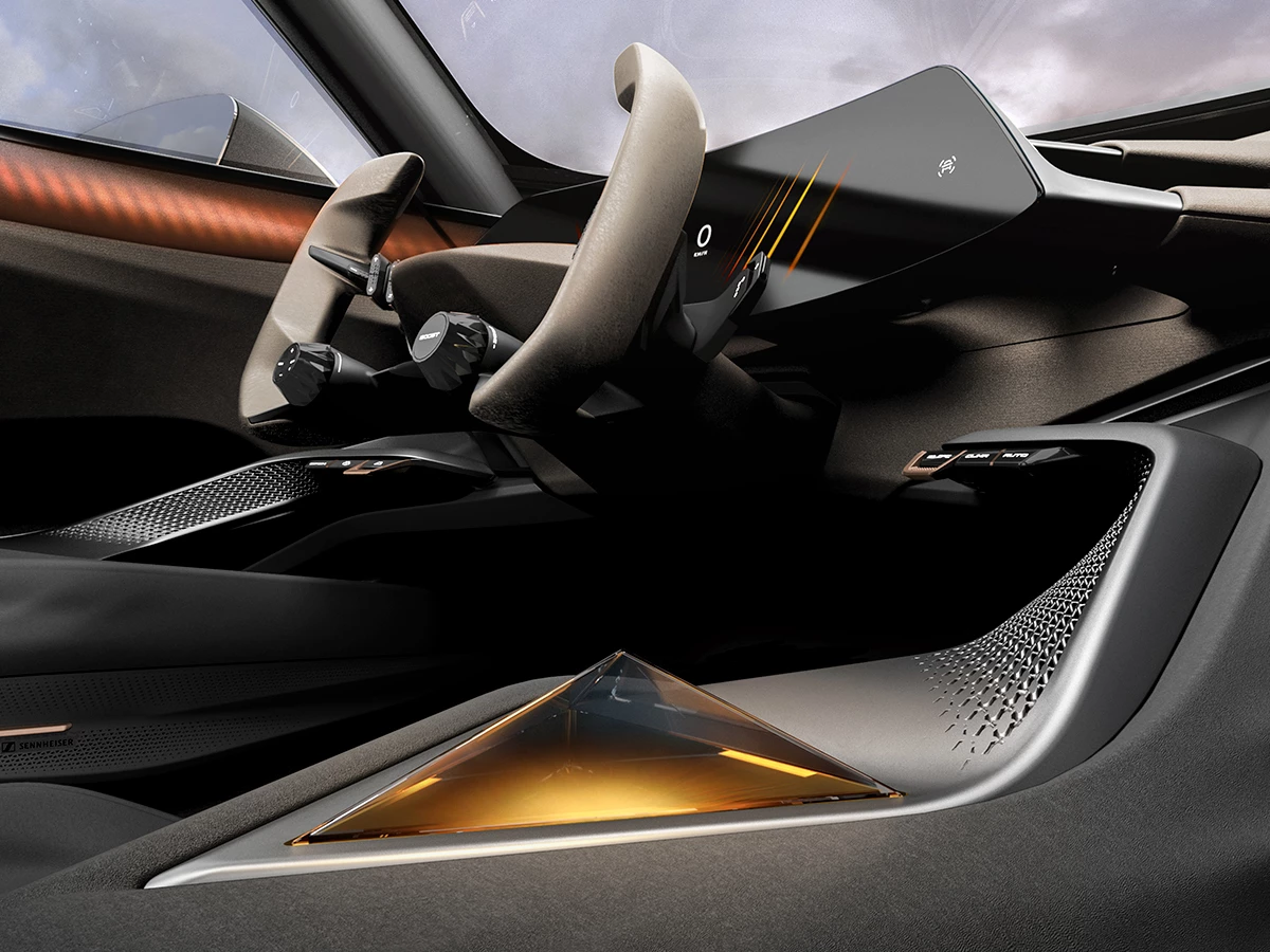 Volante tipo yoke del Cupra Tindaya 2025 con interfaz The Jewel