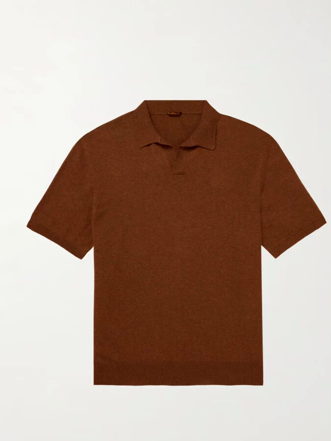 Polo de punto de manga corta para hombre color camel de la marca Puro Ego