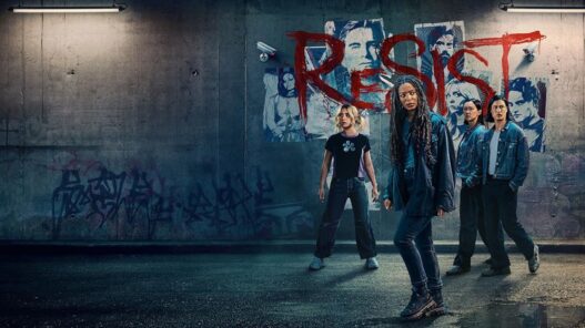 El grupo de estudiantes rebeldes en Gen V temporada 2 con el grafiti Resist