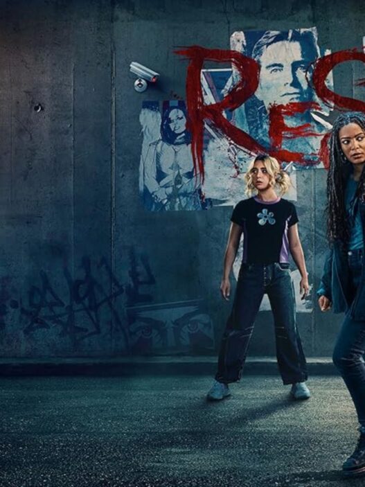 El grupo de estudiantes rebeldes en Gen V temporada 2 con el grafiti Resist