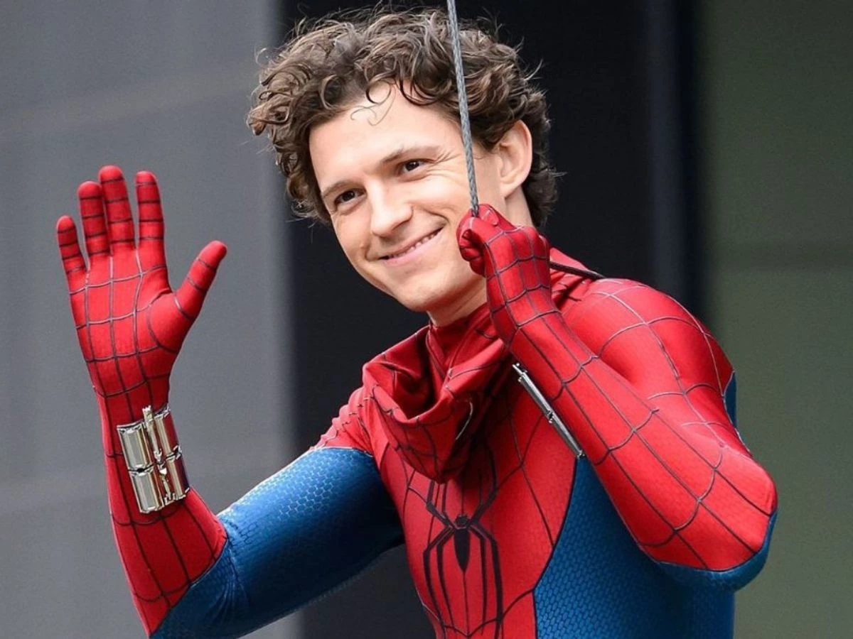 Tom Holland durante el rodaje de Spider-Man