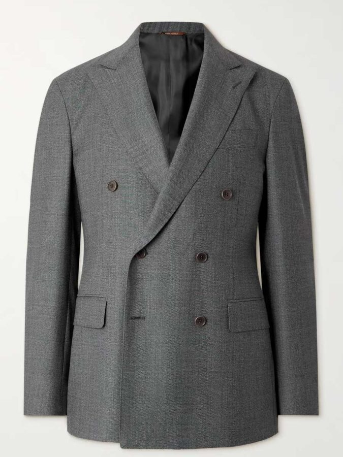 Blazer cruzada de lana Gris de Canali