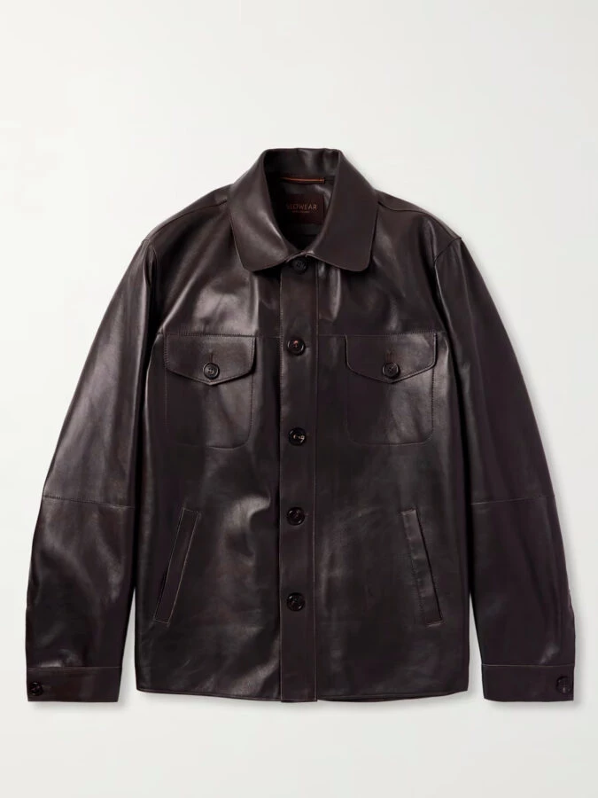 chaqueta de cuero negro para hombre