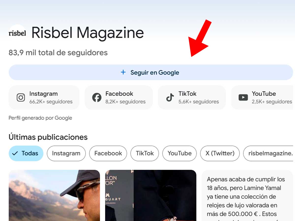 Perfil de Google de Rísbel Magazine