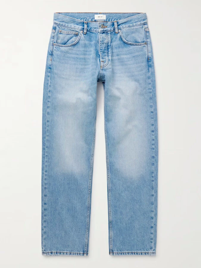 Pantalones vaqueros azules clásicos de corte recto