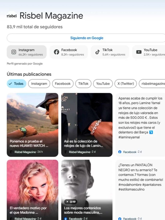 Perfil de Rísbel Magazine el Google