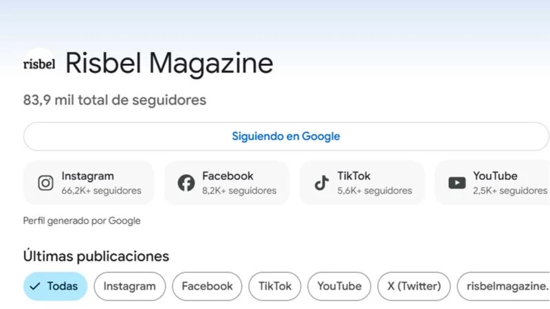 Portada de Rísbel Magazine en Google Discover