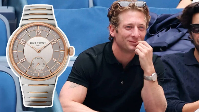 Jeremy Allen White en el US Open 2025 con un reloj Louis Vuitton