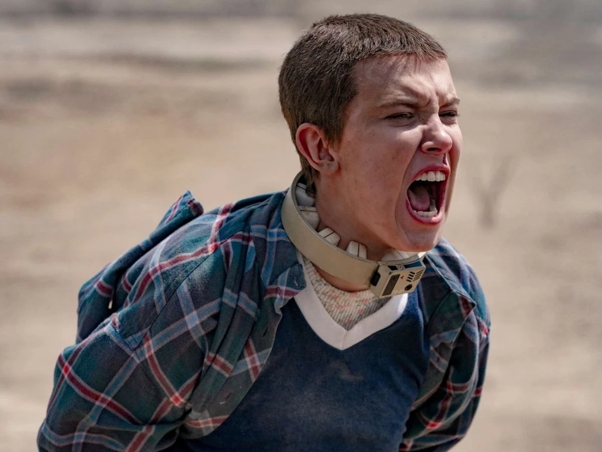 Imagen de Millie Bobby Brown gritando en una escena de la serie Strangers Things temporada 5