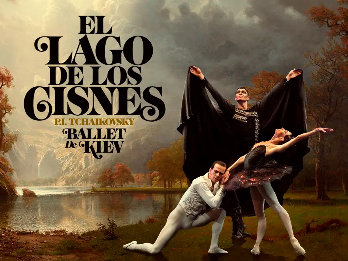 Cartel del Ballet de kiev y la obra El lago de los cisnes, Madrid
