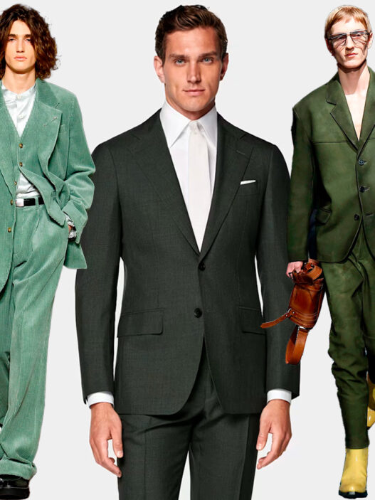 Ideas de estilo para vestir el traje verde de hombre este otoño 2025 según los desfiles de moda