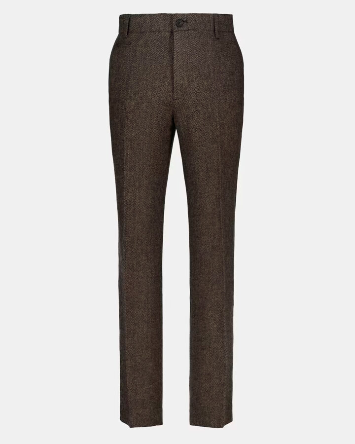 Silueta de un pantalón de vestir con tejido de espiga para hombre