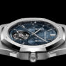 Detalle lateral del Royal Oak «Jumbo» RD#5 de Audemars Piguet con esfera azul y tourbillon volante visible