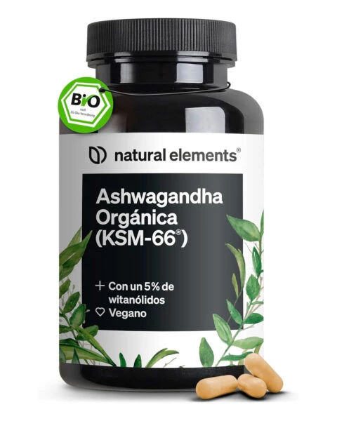 Suplemento de Ashwagandha en cápsulas para mejorar la testosterona