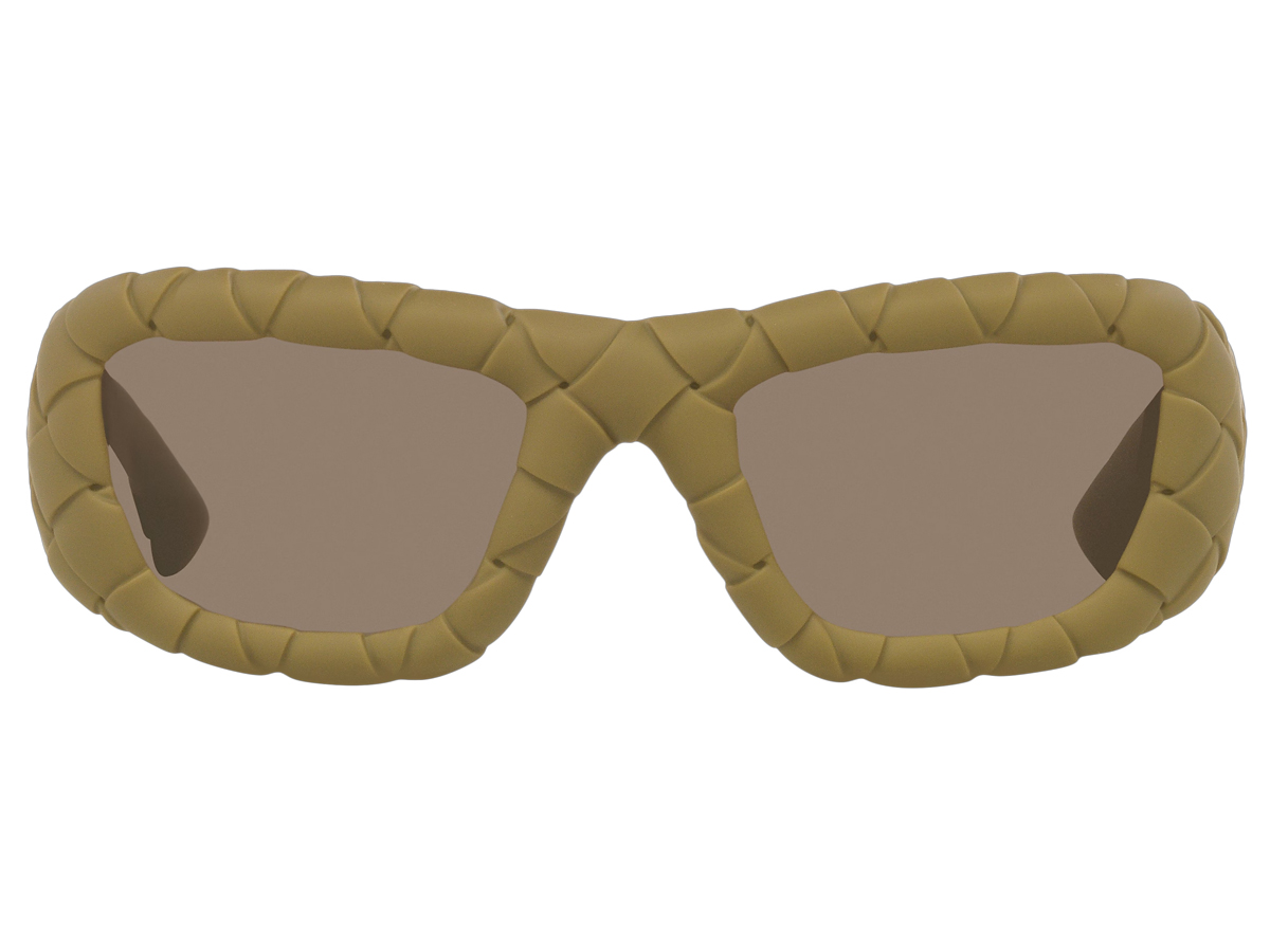 Gafas Bottega Veneta acolchadas en tono oliva.