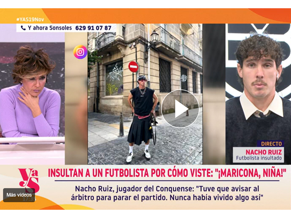Emisión del programa "YAS" en el que el futbolista Nacho Ruiz denunció haber recibido insultos homófobos.