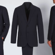 Angelo Petrucci, maestro sastre de Brioni: "Existen 5 reglas que todo hombre debe cumplir para ir bien vestido a la oficina" collage que muestra un hombre vestido de traje por la parte delantera, la silueta de un traje para ir a la oficina, y el traje visto de espaldas. Imagen principal sobre un artículo que habla de las 5 normas imprescindibles para vestir bien el traje de oficina