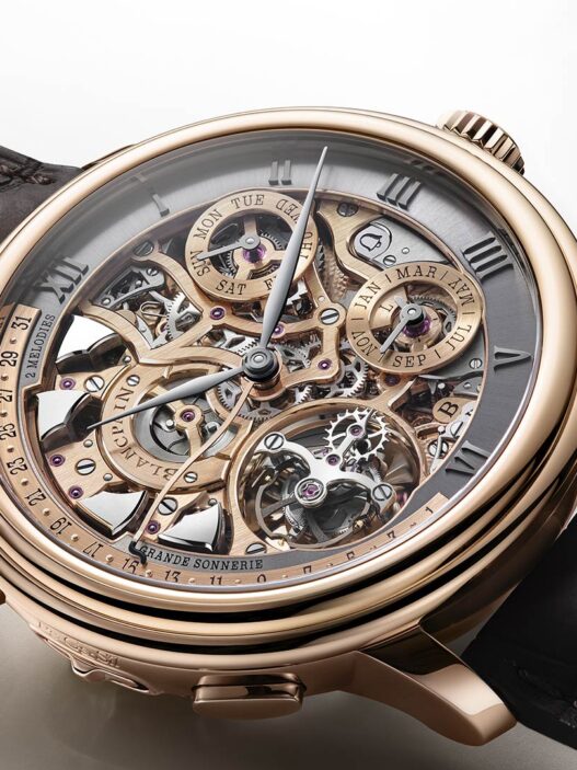 Blancpain Grande Double Sonnerie en oro rojo con esfera abierta y complicaciones visibles.