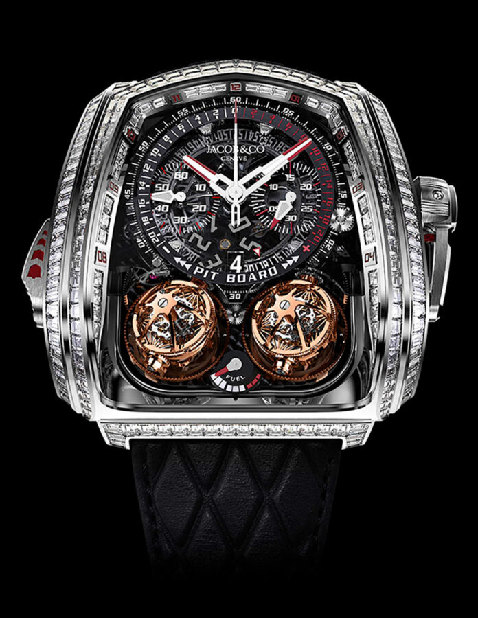 Reloj Jacob & Co. Twin Turbo Furious Baguette de oro blanco