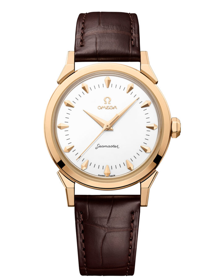 Reloj OMEGA Seamaster 37 mm Milano Cortina 2026 en oro Moonshine™ con correa de aligátor marrón