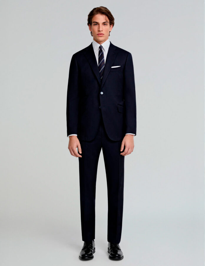 Traje azul marino de lana Marlane de Scalpers con corte regular fit.