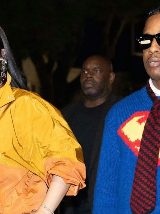 Rihanna y A$AP Rocky llegando al evento de Ray-Ban en Art Basel Miami con looks de Saint Laurent y Chanel.
