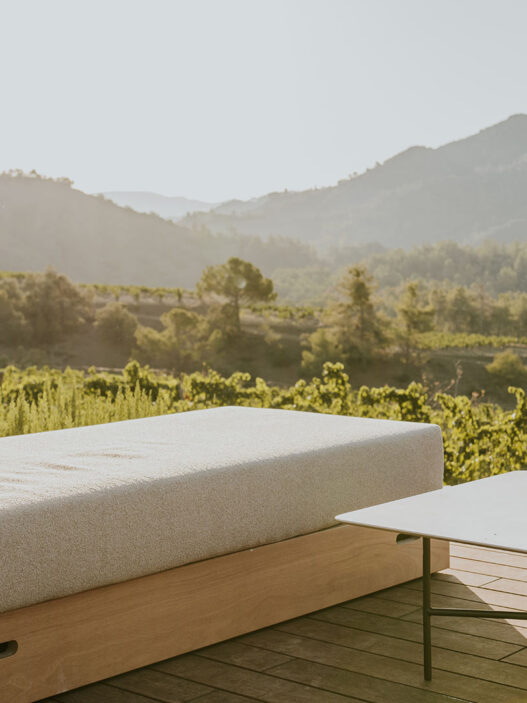 Terraza con vistas a los viñedos del Priorat en el Gran Hotel Mas d’en Bruno