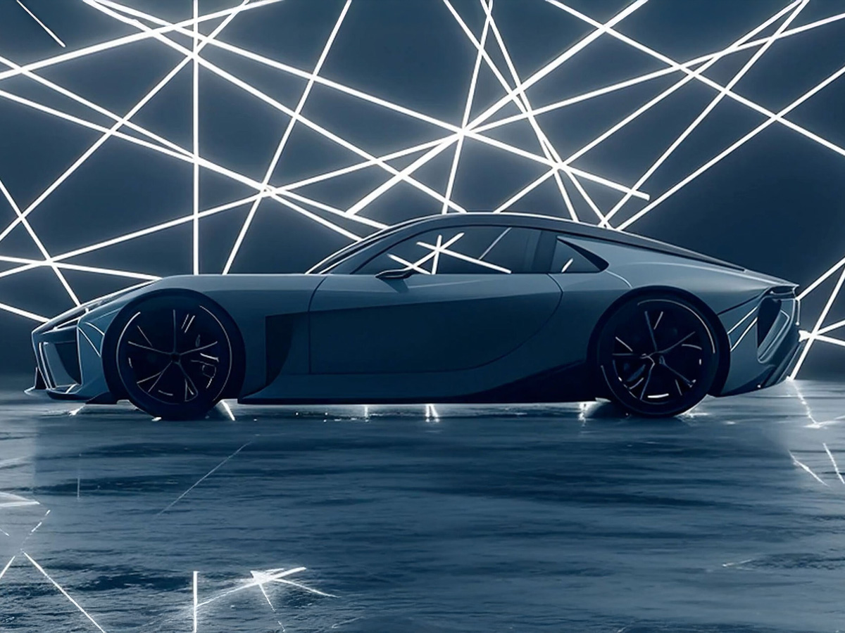 Perfil lateral del Lexus LFA Concept con su silueta baja y proporciones de coupé deportivo.