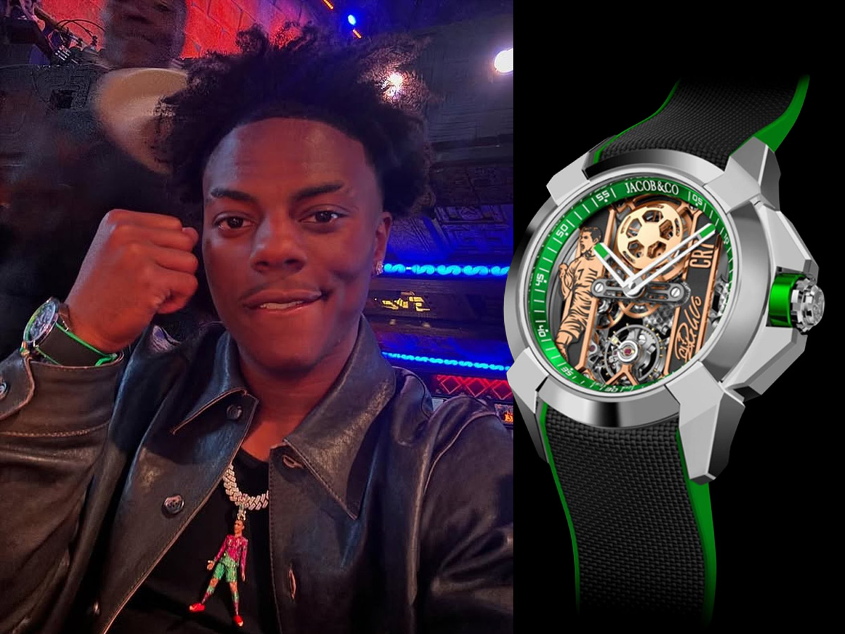 IShowSpeed mostrando en su muñeca el reloj Jacob & Co Epic X CR7 Heart of CR7