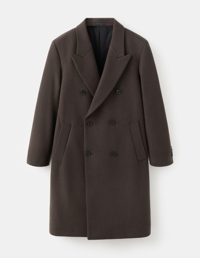 Abrigo largo de lana marrón de Mango