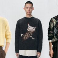 Tres modelos vestidos con jerseys de zara de la colección de Zara Navidad 2025