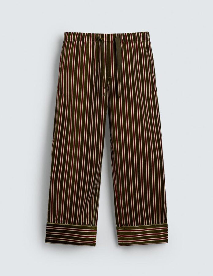 Pantalones de rayas de algodón orgánico Zara con bajo rematado y cintura elástica