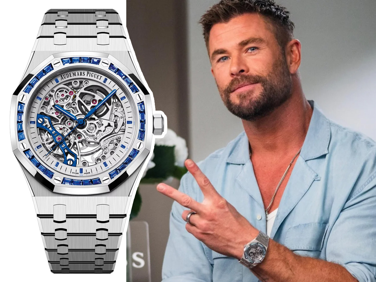 Chris Hemsworth con reloj Audemars Piguet Royal Oak Doble Volante Esqueletizado
