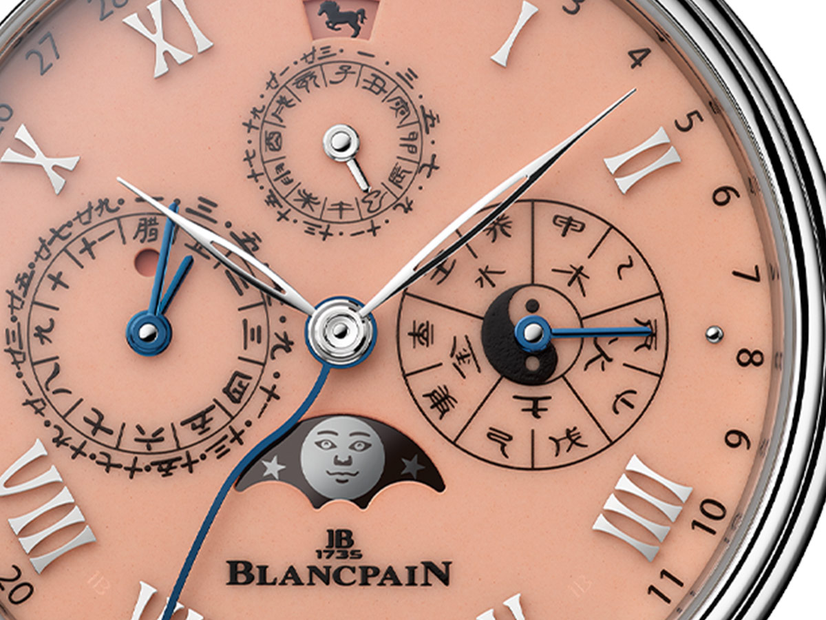 Detalle de las indicaciones del calendario chino tradicional en el Blancpain Villeret Calendrier Chinois Traditionnel