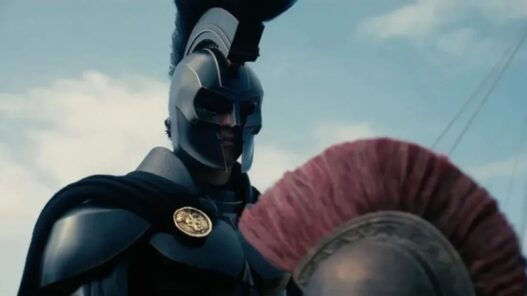 Un soldado de Troya en una escena para la película La Odisea de Christopher Nolan.