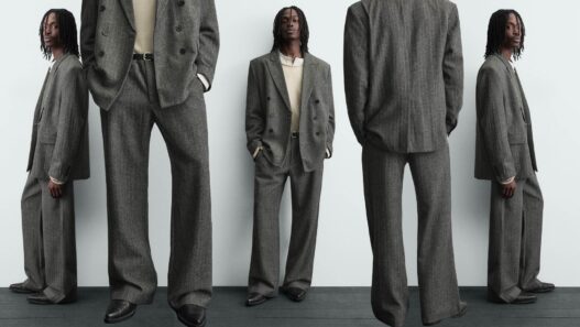 Collage con los pantalones de vestir de Zara para hombre con tejido de espiga