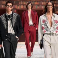 Desfile Amiri otoño/invierno 2026-2027: un homenaje a la ciudad de Los Ángeles y su cultura musical de los 70 Collage que muestra a diferentes modelos masculinos desfilando durante el desfile de la firma Amiri otoño invierno 2026 en París