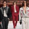 Collage que muestra a diferentes modelos masculinos desfilando durante el desfile de la firma Amiri otoño invierno 2026 en París