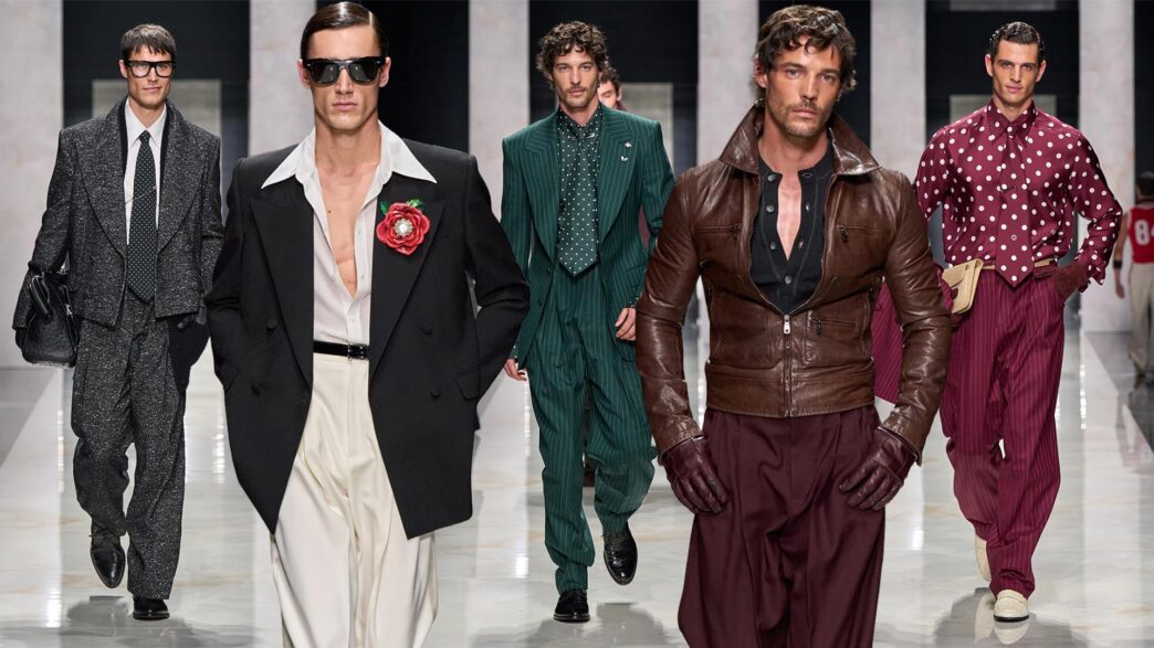 Emilio Flores, Carlos Galobart, Jorge Román, Edu Román y Pau Ramis desfilando para Dolce & Gabbana 2026