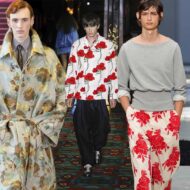Flores, otra vez sí: así se llevan los estampados florales para hombre en la primavera de 2026 Collage con diferentes modelos en los desfiles de primavera 2026 vestidos con prendas con estampados de flores