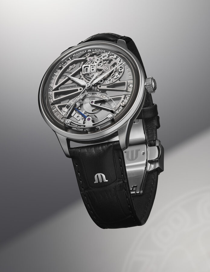 Reloj Maurice Lacroix 1975 Master Grand Date Retrograde con esfera esqueletizada, gran fecha y día retrógrado visibles