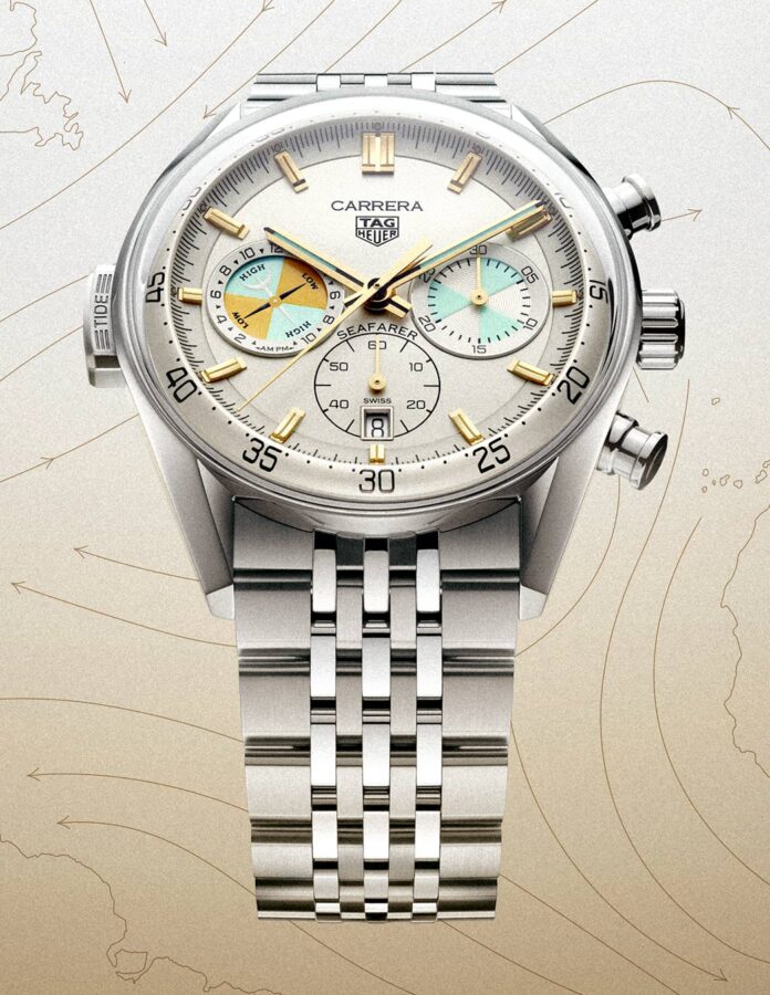 TAG Heuer Carrera Chronograph Seafarer 42 mm con indicador de mareas y brazalete de siete filas