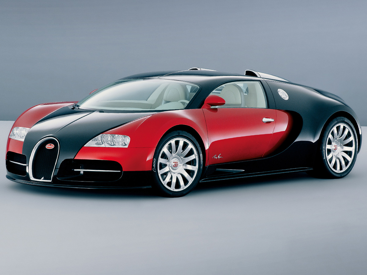 Bugatti Veyron 2005 rojo y negro